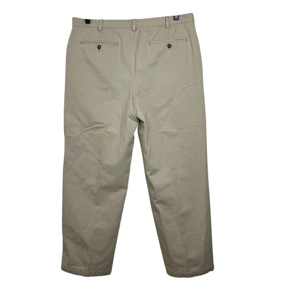 L.L. Bean flannel lined pants men’s 40x29 double L natural fit khaki flat front - Picture 1 of 10